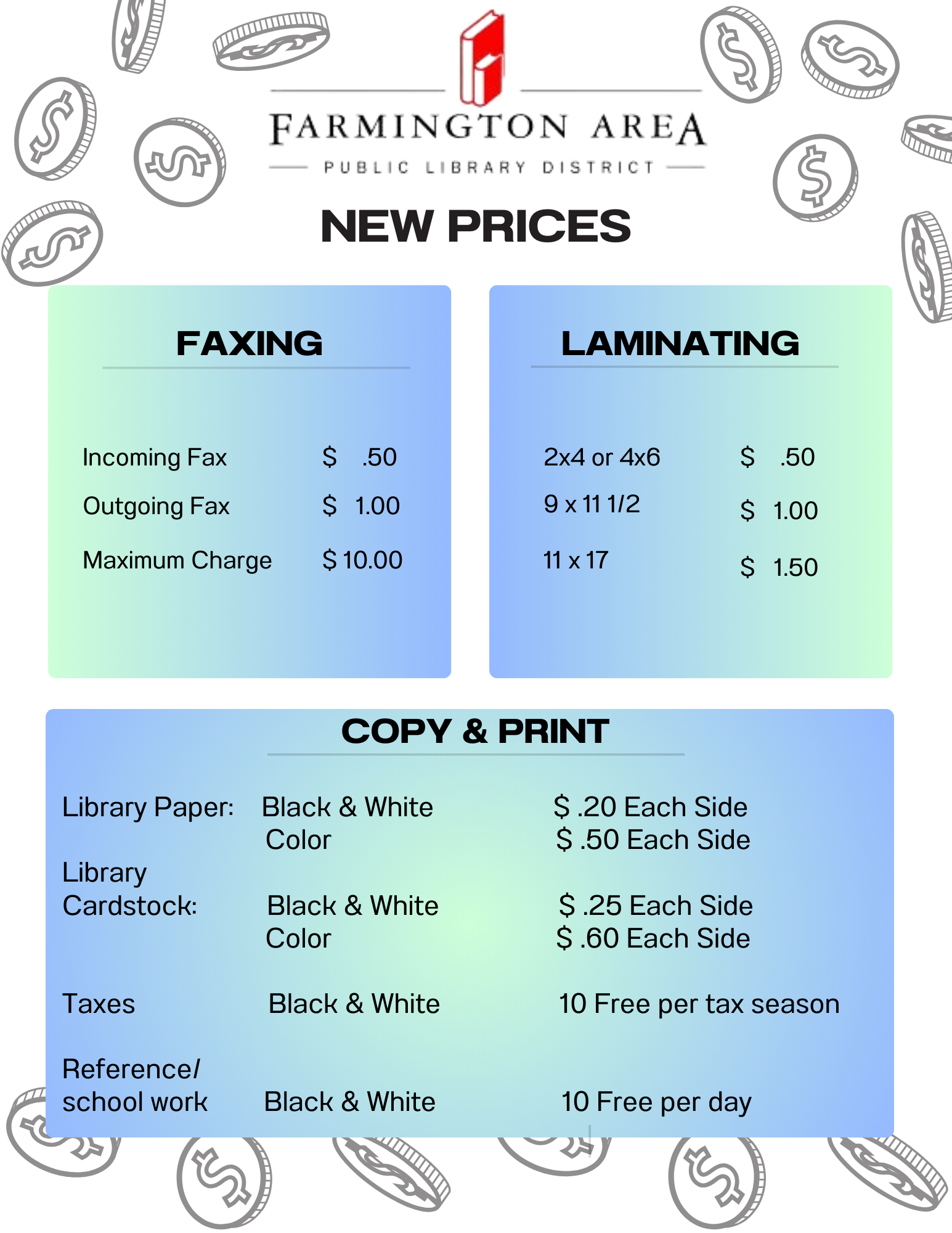 New Fees Farmington Area Public Library District